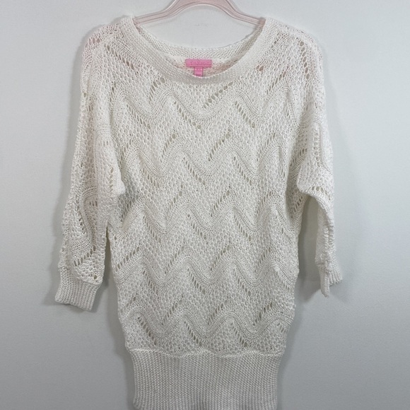 Lilly Pulitzer Tops - Lilly Pulitzer Open Knit Top Dolman Sleeve Women's XS/S  White